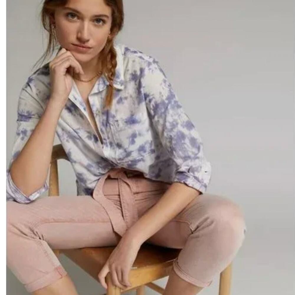 Anthropologie Pilcro The Cate Tie Dye Ombre Button Down Shirt‎ Size XS